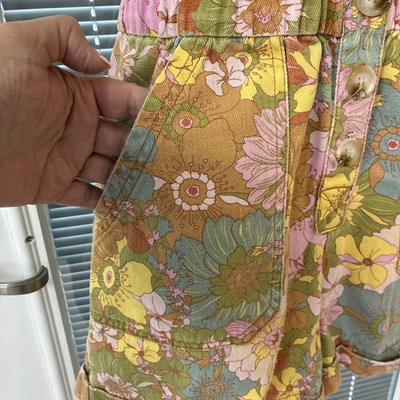 Show Me Your MuMu XS Denim Floral Boho Cannon Romper Groovy Blooms Extra Small - Picture 9 of 13